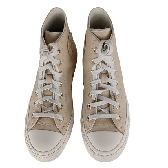 Converse Chuck Taylor All Star High-Top Sneakers Beige Leather Women's Size 8 - Picture 5 of 10